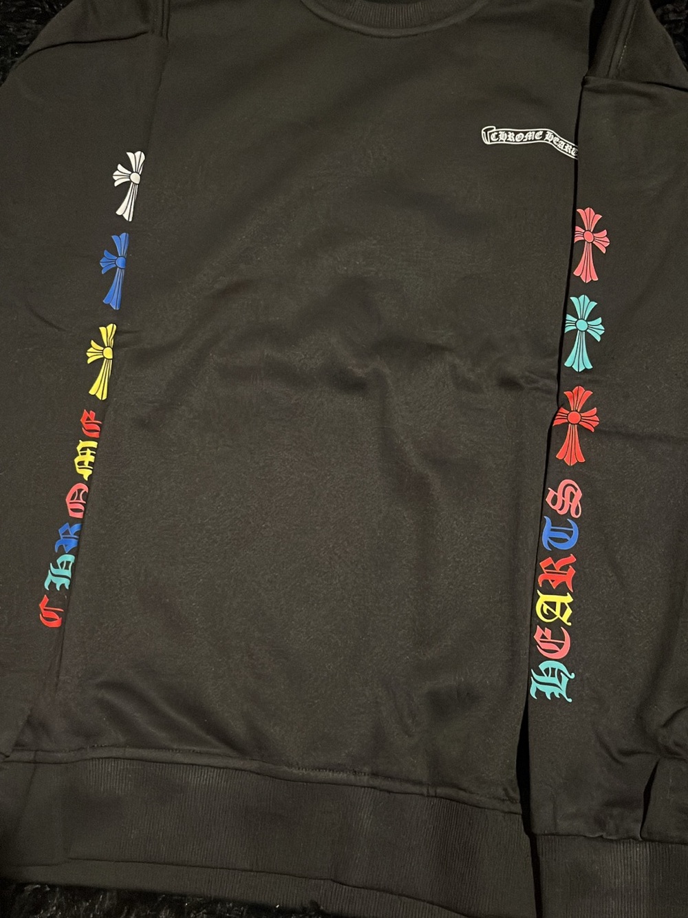 Chrome Hearts Black Shirt with Multicolor Cross Stripe